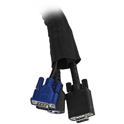 StarTech Cable Management Sleeve - 2 M - Cable Organizer - Flexible Cable Cover - Trimmable Fabric Cord Hider - Cord Management - Wire Management - Wire Hider (WKSTNCM)