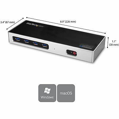 StarTech Dual 4k Docking Station For Mac & Windows - Usb-a & Usb-c Dock - Dual 4k60 Displayport & Hdmi - Usb 3.0 Docking Station - 6x Usb 3.0 (type-a) Ports (DK30A2DH)