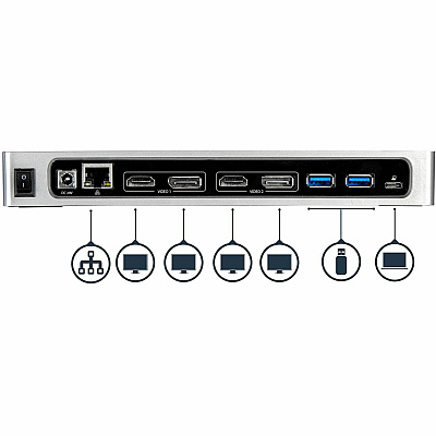 StarTech Dual 4k Docking Station For Mac & Windows - Usb-a & Usb-c Dock - Dual 4k60 Displayport & Hdmi - Usb 3.0 Docking Station - 6x Usb 3.0 (type-a) Ports (DK30A2DH)