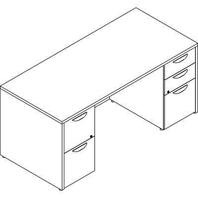 Lorell Prominence 2.0 Double-Pedestal Desk (LLRPD3066DPMY)