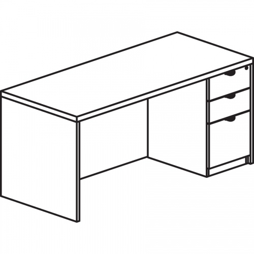 Lorell Prominence 2.0 Espresso Laminate Box/Box/File Right-Pedestal Desk - 3-Drawer (PD3672RSPES)