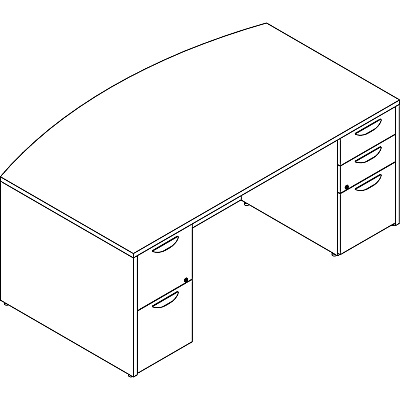 Lorell Prominence 2.0 Bowfront Double-Pedestal Desk (LLRPD4272DPMY)