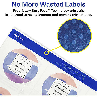 Avery Sure Feed Glossy Clear Round Labels (AVE4222)