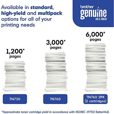 Brother Genuine TN-760 High Yield Toner Cartridge - Black