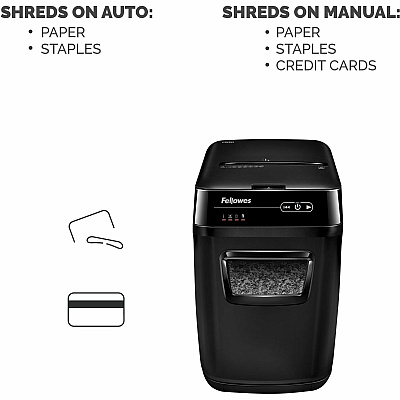 Fellowes AutoMax 200M Micro-Cut Auto Feed 2-in-1 Office Paper Shredder with Auto Feed 200-Sheet Capacity (4656201)
