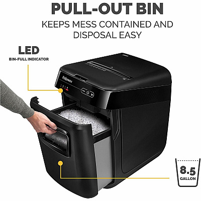 Fellowes AutoMax 200M Micro-Cut Auto Feed 2-in-1 Office Paper Shredder with Auto Feed 200-Sheet Capacity (4656201)