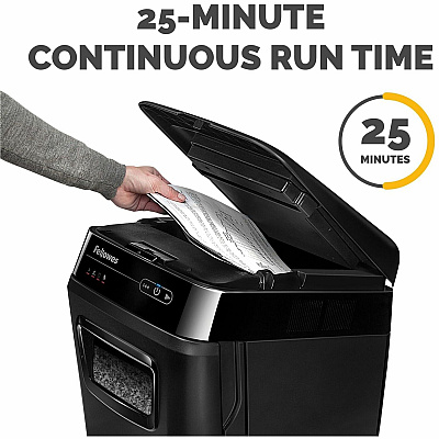Fellowes AutoMax 200M Micro-Cut Auto Feed 2-in-1 Office Paper Shredder with Auto Feed 200-Sheet Capacity (4656201)