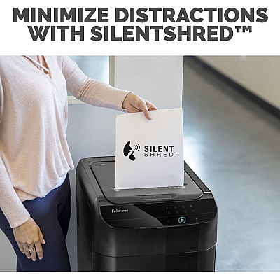 Fellowes AutoMax 550C Cross Cut, Auto Feed 2-in-1 Heavy Duty Commercial Paper Shredder with SilentShred (4963001)