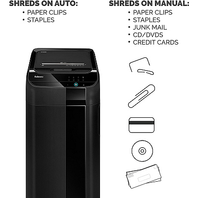 Fellowes AutoMax 550C Cross Cut, Auto Feed 2-in-1 Heavy Duty Commercial Paper Shredder with SilentShred (4963001)