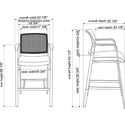 Lorell Mesh Back Guest Stool with Arms (LLR30954)