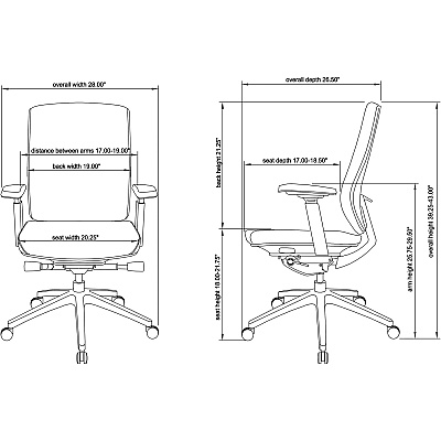 Lorell Premium Mid-Back Chair with Adjustable Arms (LLR42172)