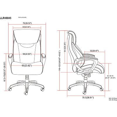 Lorell Wellness by Design Big & Tall Chair with Flexible Air Technology (LLR48845)