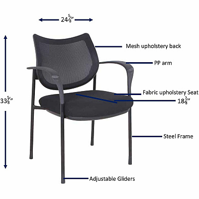 Lorell Mesh Back Guest Chair with Arms (LLR60511)