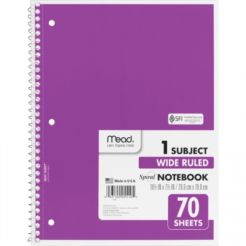 Mead Wide Ruled 1-Subject Notebooks (05510BD)