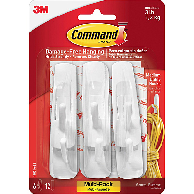 Command Medium Utility Hooks with Adhesive Strips (MMM170016ESBG)