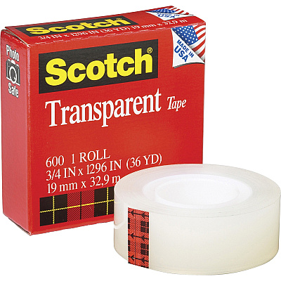 Scotch Transparent Tape - 3/4"W (MMM600341296PK)