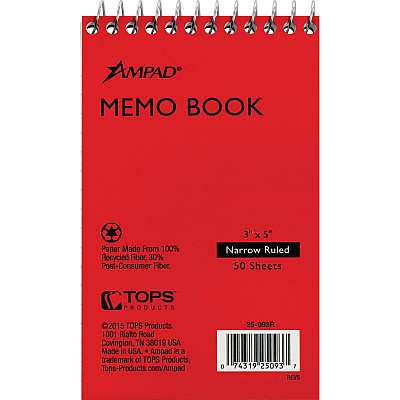 Ampad Topbound Memo Notebooks (TOP25093BD)