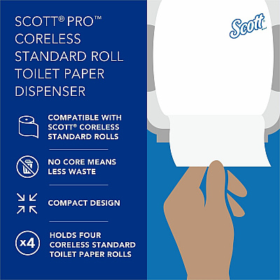Scott Pro High-Capacity Coreless Standard Roll Toilet Paper Dispenser (KCC44518)