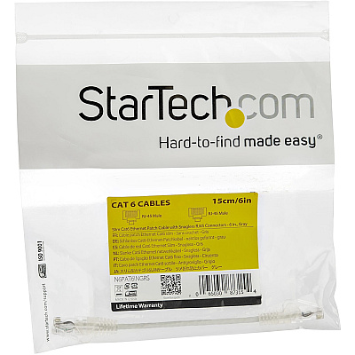 StarTech Cable - Gray Slim Cat6 Patch Cord 6 In (N6PAT6INGRS)