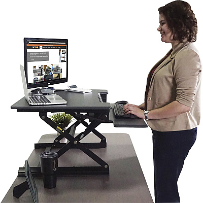 Victor High Rise Height Adjustable Standing Desk with Keyboard Tray (36" , Gray) (VCTDCX760G)