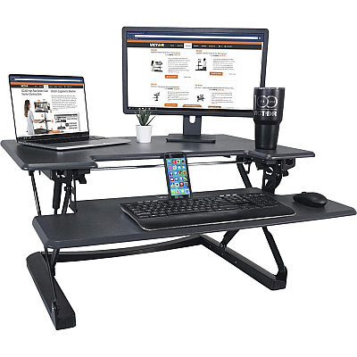 Victor High Rise Height Adjustable Standing Desk with Keyboard Tray (36" , Gray) (VCTDCX760G)
