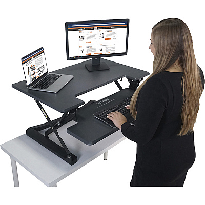 Victor High Rise Height Adjustable Standing Desk with Keyboard Tray (36" , Gray) (VCTDCX760G)