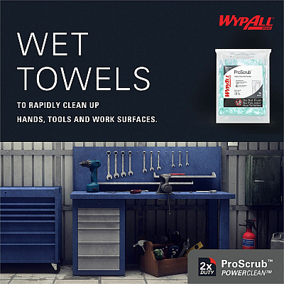 Wypall PowerClean ProScrub Heavy Duty Wet Towels (KCC91367CT)