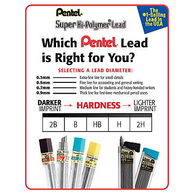 Pentel Super Hi-Polymer Leads (PENC25BPHB3K6BX)