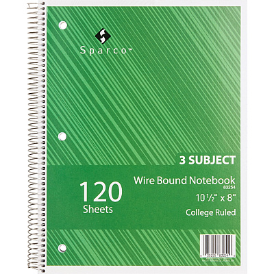 Sparco Wire Bound College Ruled Notebook (SPR83254BD)