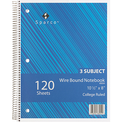 Sparco Wire Bound College Ruled Notebook (SPR83254BD)