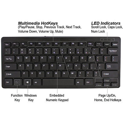 Adesso Slimtouch Mini Usb Keyboard (AKB111UB)