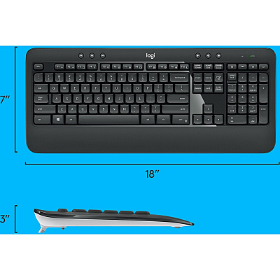 Logitech MK540 Advanced Wireless Keyboard and Mouse Combo for Windows, 2.4 GHz Unifying USB-Receiver, Multimedia Hotkeys, 3-Year Battery Life, for PC, Laptop (LOG920008671)