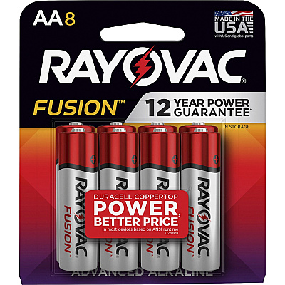 Rayovac Fusion Advanced Alkaline AA Battery 8-Packs (RAY8158TFUSKCT)