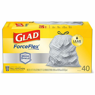 Glad ForceFlex Tall Kitchen Drawstring Trash Bags - OdorShield (CLO79008)