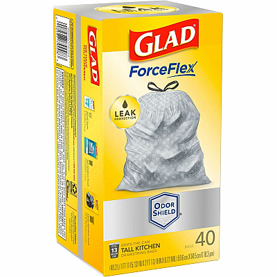 Glad ForceFlex Tall Kitchen Drawstring Trash Bags - OdorShield (CLO79008)