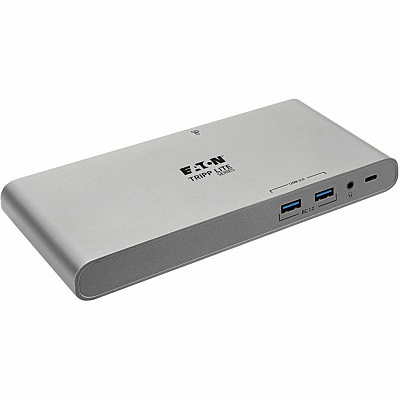 Eaton Tripp Lite Series USB-C Dock, Triple Display - 4K HDMI/DisplayPort, VGA, USB 3.x (5Gbps), USB-A/C Hub Ports, GbE, 100W PD Charging - Thunderbolt 3, Silver (U442DOCK4S)