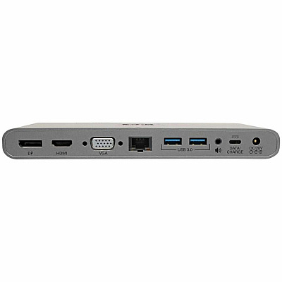 Eaton Tripp Lite Series USB-C Dock, Triple Display - 4K HDMI/DisplayPort, VGA, USB 3.x (5Gbps), USB-A/C Hub Ports, GbE, 100W PD Charging - Thunderbolt 3, Silver (U442DOCK4S)