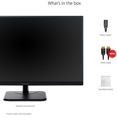 Viewsonic VA2456-MHD 24 Inch IPS 1080p Monitor with 100Hz, FreeSync, HDMI, DisplayPort and VGA Inputs for Home and Office