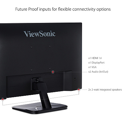 Viewsonic VA2456-MHD 24 Inch IPS 1080p Monitor with 100Hz, FreeSync, HDMI, DisplayPort and VGA Inputs for Home and Office
