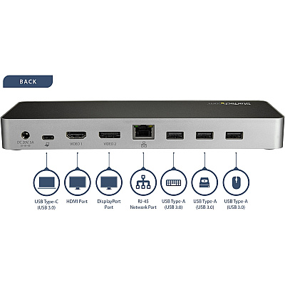 StarTech Usb C Dock Dual Monitor Hdmi/dp 60w Pd (DK30CHDDPPD)