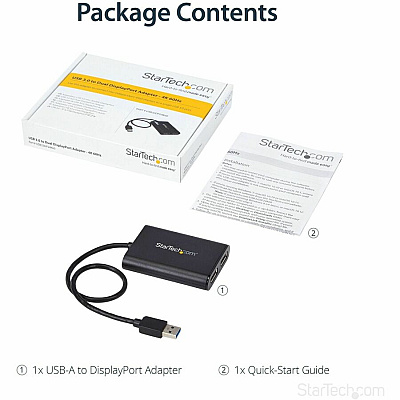 StarTech Usb To Dual Displayport Adapter - 4k 60hz - Usb 3.0 (5gbps) (USB32DP24K60)