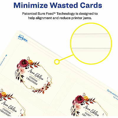 Avery Business Cards, Ivory, True Print(R) Two-Sided Printing, 2" x 3-1/2" , 200 Cards (AVE5876)