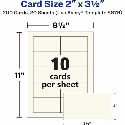 Avery Business Cards, Ivory, True Print(R) Two-Sided Printing, 2" x 3-1/2" , 200 Cards (AVE5876)