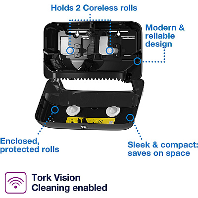 Tork Twin Bath Tissue Roll Dispenser Black T7 (TRK473208)