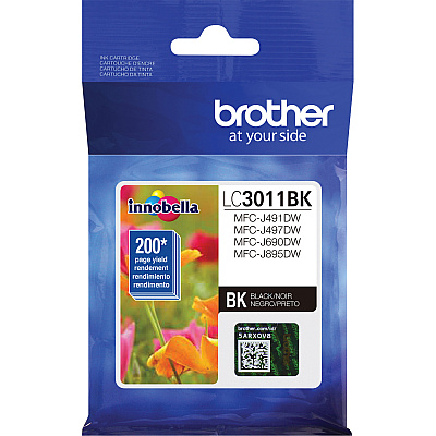 Brother LC3011BK Original Standard Yield Inkjet Ink Cartridge - Single Pack - Black - 1 Each
