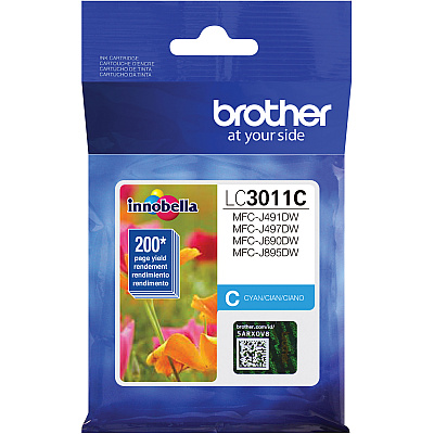 Brother LC3011C Original Standard Yield Inkjet Ink Cartridge - Single Pack - Cyan - 1 Each