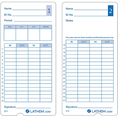 Lathem Model 400E Double Sided Time Cards (LTHE14100)