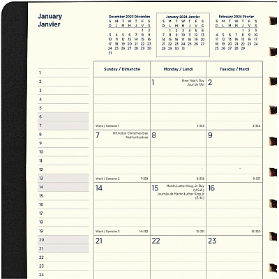Filofax Monthly Planner, 17 Months, Bilingual, Black (C1811001)