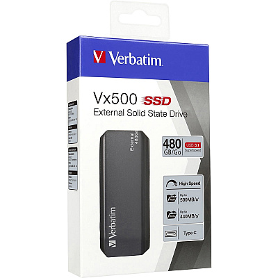 Verbatim 480GB Vx500 External SSD, USB 3.1 Gen 2 - Graphite (VER47443)
