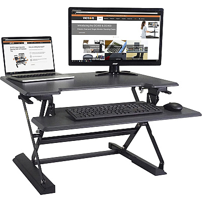 Victor High Rise Height Adjustable Standing Desk with Keyboard Tray (31" , Gray) (VCTDCX710G)